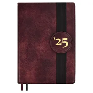 Ежедневник дат. 2025г. А5 176л "Шеврет" бордовый, кожзам, тв.переплет, тисн. фольгой, резинка, офсет, ляссе