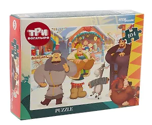 Пазл 104 элемента Step Puzzle "Три богатыря и Пуп Земли"