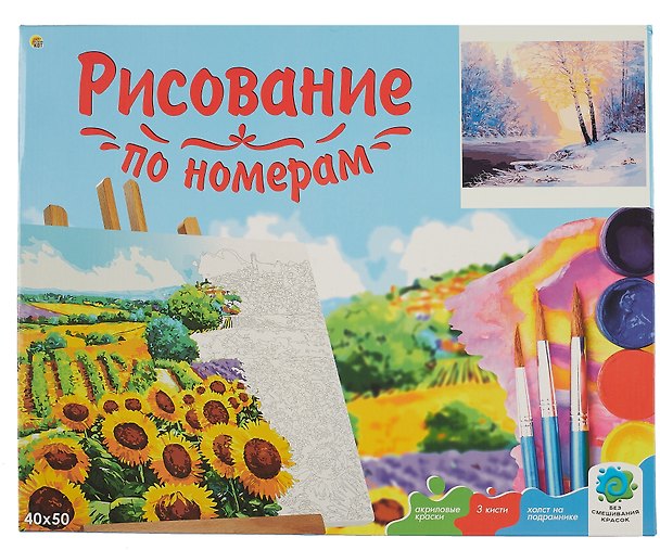 Холст с красками по номерам Зимняя река (40х50см) (Х-5975) (24цв) (коробка) (3+) (Рыжий Кот) 3006537 — 1