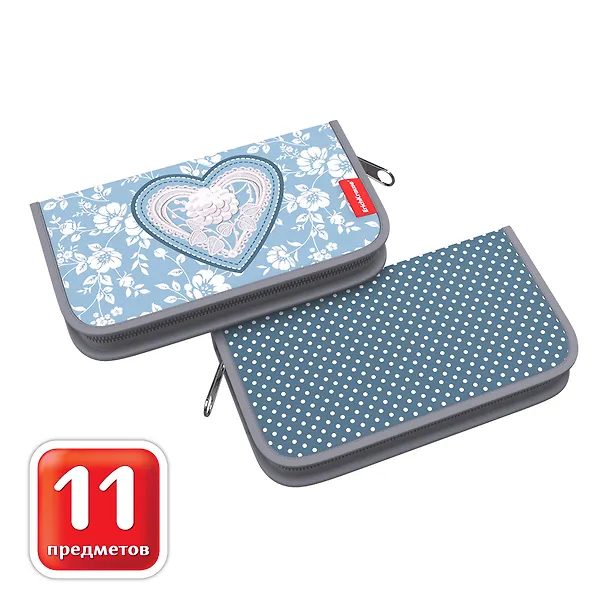 Пенал 1 отделение " Lacey Heart" с наполнением, 110*205*25, полиэстер, ErichKrause 2984065 — 3