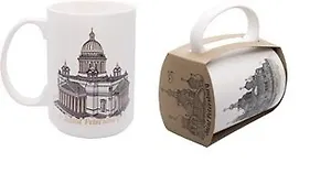 Кружка фарфор 500мл СПб.Спас-Исаакий ч/б рисунок