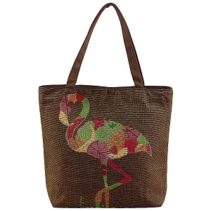 Сумка-шоппер на молнии Фламинго из фруктов (43х40) (текстиль)