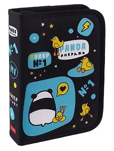 Пенал 1 отделение "Панда энерджи" 20*14, ткань/картон