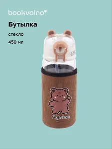 Бутылка в чехле вельвет с защелкой Kawaii Мишка (стекло) (450мл)