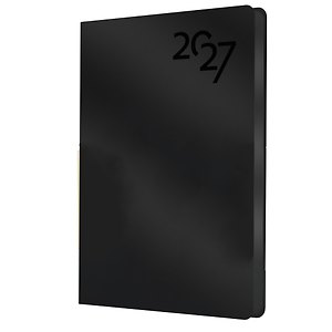 Ежедневник дат. 2027г. А6 176л "Soft Touch" черный, иск.кожа, интегр.переплет, тонир.блок, скругл.углы, ляссе, инд.уп