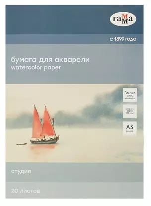 Папка для рисования акварелью А3 20л "Студия" 200г/м4 — 3039173 — 1