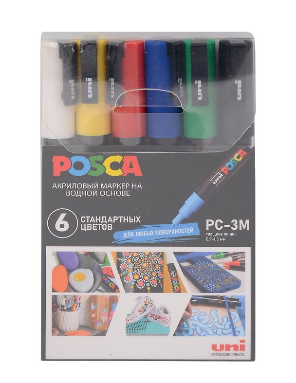 Маркеры акриловые 06цв "POSCA. Standard" 0,9-1,3мм, UNI 3121626 — 1