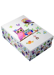 Коробка подарочная "Совы на белом" 18*12*7см, картон