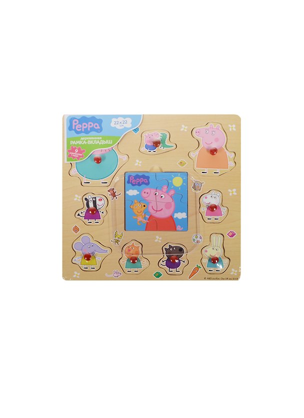 РОСМЭН Peppa Игровой набор Пазл 22*22см с пласт.ручками дерев. 24454 2454982 — 1