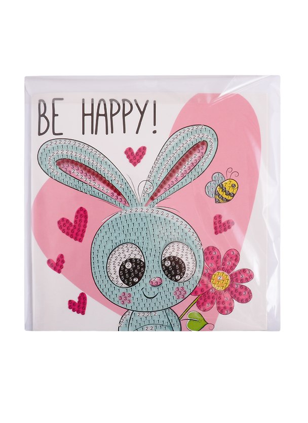 Алмазная мозаика MAZARI Открытка своими руками BE HAPPY 1, 15х15 см., ОПП-упаковка 2800933 — 1