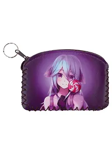 Кошелек на молнии Аниме Девушка с леденцом (Сёдзё) (цветная) (9х13) (кожзам)