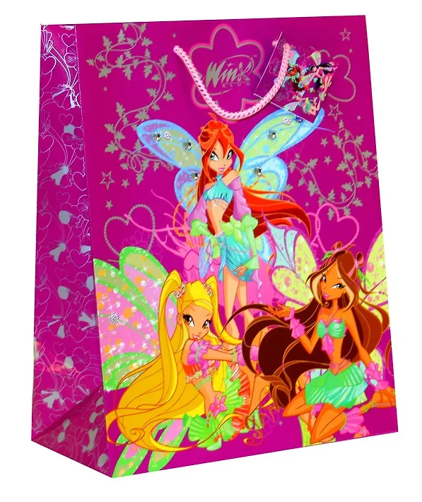 Пакет подарочный бумажный А4 26*32,4*12,7см NEW, стразы, WINX 226533 — 2