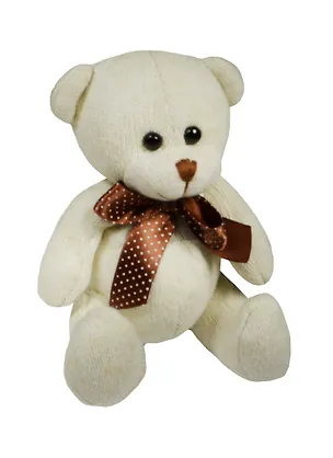 Мишка вязаный с бантиком, светло-коричневый (15-01649-3) 2493784