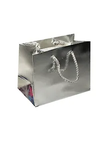 Пакет подарочный бумажный А6 16,5*13*8 серебро, мат. ламинат, Хансибэг