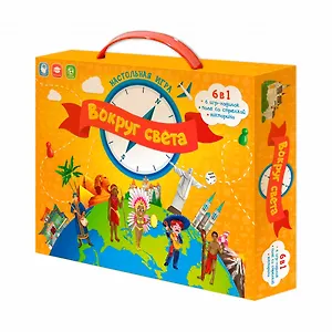 Игра-ходилка с викториной 6 в 1. Вокруг света. 42х59 см. ГЕОДОМ