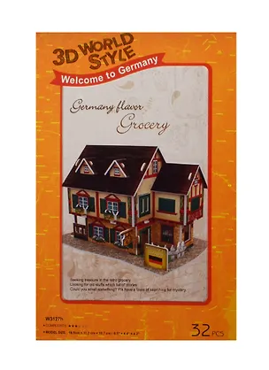 Конструктор 3D Здания Германия Grocery (W3127h) (11069403) (32 дет.) (16,5х11,2х10,7см) (3+) ( 2475943