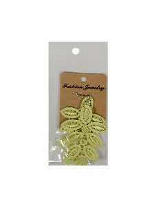 Серьги с кружевом длинные на подложке Листики (11000204) (салатовый) (упаковка)
