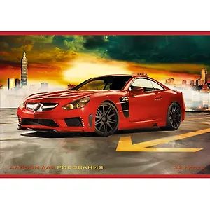 Альбом для рисования 32л А4 "Красный суперкар" мел.карт., офсет 80г/м2, Unnika