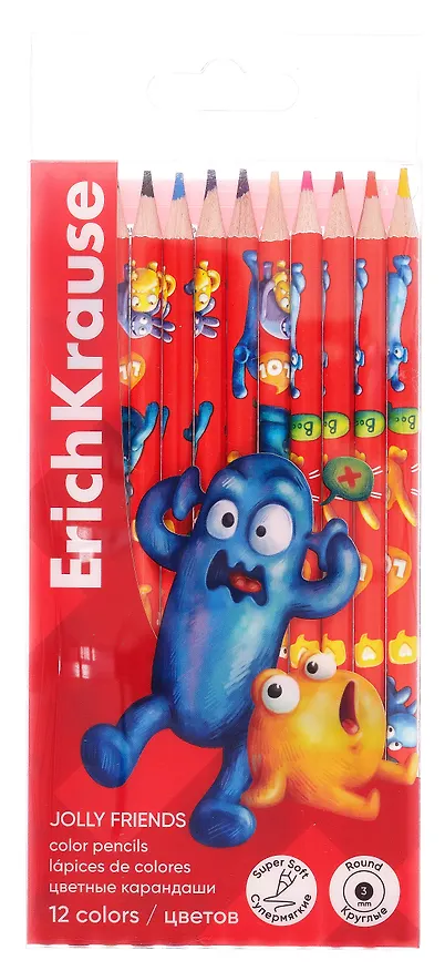 Карандаши цветные «Jolly Friends», Erich Krause, 12 цветов 3111111 — 1