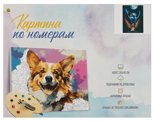 Холст с красками по номерам "Ночной полет", 30 х 40 см 3011777 — 2