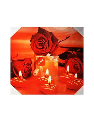 Картина с диодами Свечи-сердца и алые розы (40х40) (740-119) 2449259