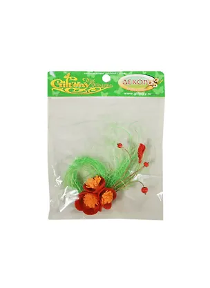 Декор из фетра Красный цветок малый (00011753) (12х6см) (упаковка) 2468585