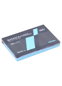 Блок бумаги 76*51 самоклеящийся голубой неон 100л, Hatber