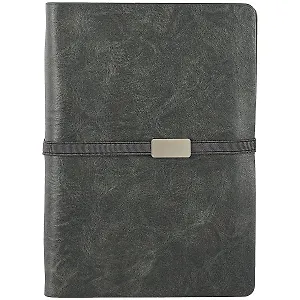 Ежедневник-органайзер недат. А5+ 160л 160*225 "Жатка" серый, кожзам, мягкий переплет, тонир.блок, 4 кольца, гориз.резинка