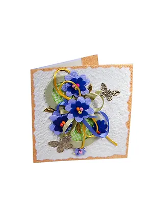 Открытки ручной работы "Фиалка" 16,5*16,5 см из бумаг ручного отлива 00008426 2392977