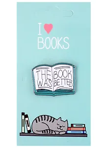 Значок I love books Книга The Book Was Better (металл)