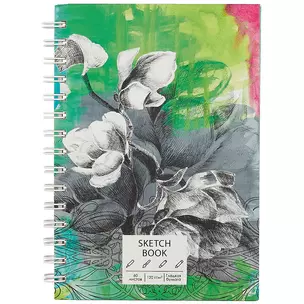 Скетчбук А5 60л "SKETCHBOOK. Flower" белый офсет, 120г/м2, софт.тач., евроспираль — 2912219 — 1