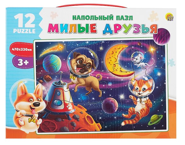 Пазл напольный «Милые друзья» 12 элементов, Рыжий Кот 3077420 — 1