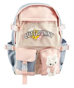 Рюкзак "Зайка" 42*27*15см, сине-розовый, с игрушкой