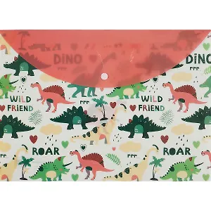 Папка-конверт А4 на кнопке "Динозаврики", ассорти