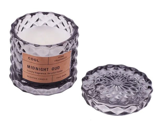 Свеча ароматическая в стакане с крышкой Midnight Oud (50г) (коробка) (12-EDENG-202505-HD15) 3111190 — 3