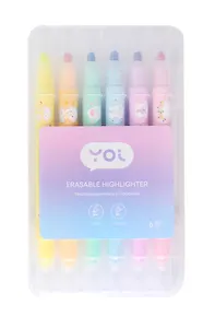Текстовыделители Yoi, двухсторонние стираемые 6 цветов