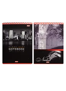 Блокнот А5 80л кл. "Ночной город" гребень, жесткая подложка, Hatber