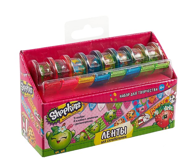 Набор для творчества, Shopkins™, Ленты для скрапбукинга. В наборе: 8 лент (1.2см*2.8 м) с диспенсерам 332253 — 1
