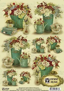 Декупажная карта Цветы Катрины (S-078) (упаковка)