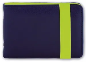 Визитница ЗМЕЯ СИНИЙ+ПВХ-САЛАТОВ. 11*8см, 12 односторонних ПВХ-карманов, застежка-резинка 45292