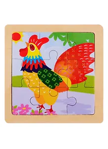 Деревянная пазл-рамка Рыжий кот Петушок 9 элементов 12х12см (G44)