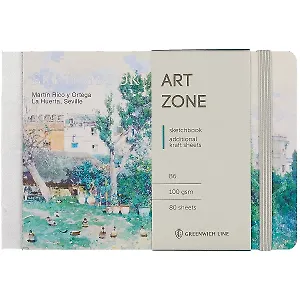 Скетчбук B6 80л "Art zone" 100г/м2, доп.листы крафт, тв. обложка, на резинке, Greenwich Line
