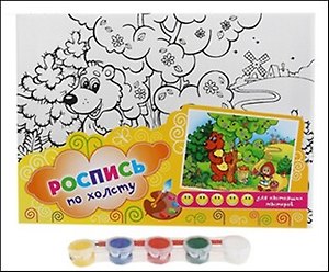 Роспись по холсту Маша и Медведь (5 красок + кисть) (498789) (упаковка)