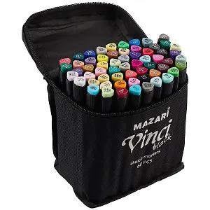 Маркеры для скетчинга "VINCI BLACK" Mazari, 60 цветов