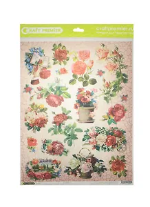 Рисовая бумага для декупажа Craft Premier Кракелюровые розы (CР09995) (А3) (25г/м)