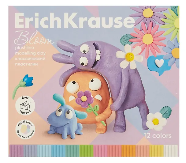 Пластилин «Jolly Friends Pastel Bloom», 12 цветов, 216 г, Erich Krause 3036593 — 2
