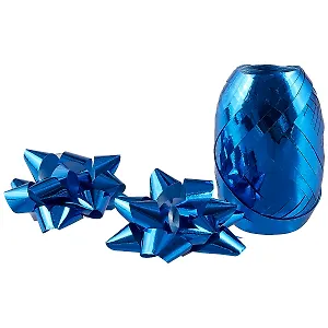 Набор для упаковки «Металлик синий», 2 банта, лента