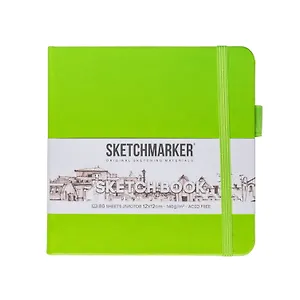 Скетчбук 12*12 80л "Sketchmarker"  зеленый луг, 140г/м2, слоновая кость, тв.обл.