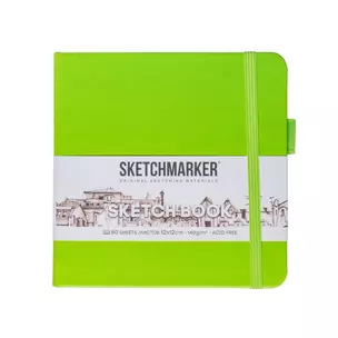 Скетчбук 12*12 80л "Sketchmarker"  зеленый луг, 140г/м2, слоновая кость, тв.обл. — 3012403 — 1