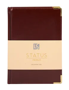 Ежедневник дат. 2026г. А5 176л "Status" каштановый, 7Б, тв.переплет, иск.кожа, обл.поролон, мет.уголки, тонир.блок, цв.торец, ляссе, инд.уп